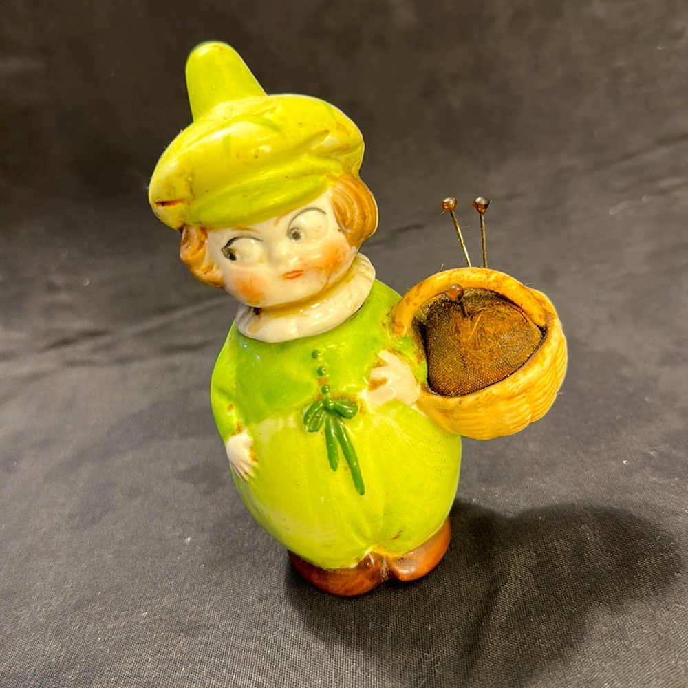 Vintage Googly Eye Dutch Boy with Basket German Figural Perfume..